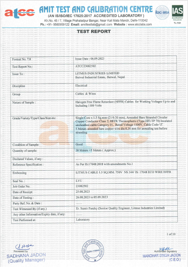 AMIT TEST LABORATORY - ZERO HALOGEN